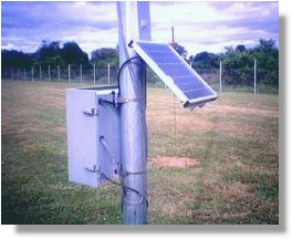 The box holding the data logger and the photovoltaic solar power system to power the data logger