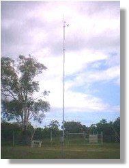 10 metre high tower holding instruments that measure wind speed and direction and a data logger to collect the data.